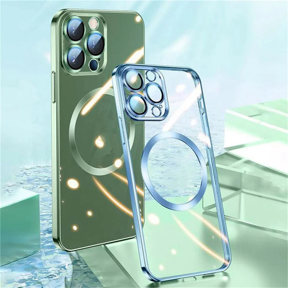 YOOBAO Mobile Phone Case for iPhone 14 Pro Max, Compatible with MagSafe Drop-proof Camera Protection Frame Clear Silicone Phone Cover - Green - 5