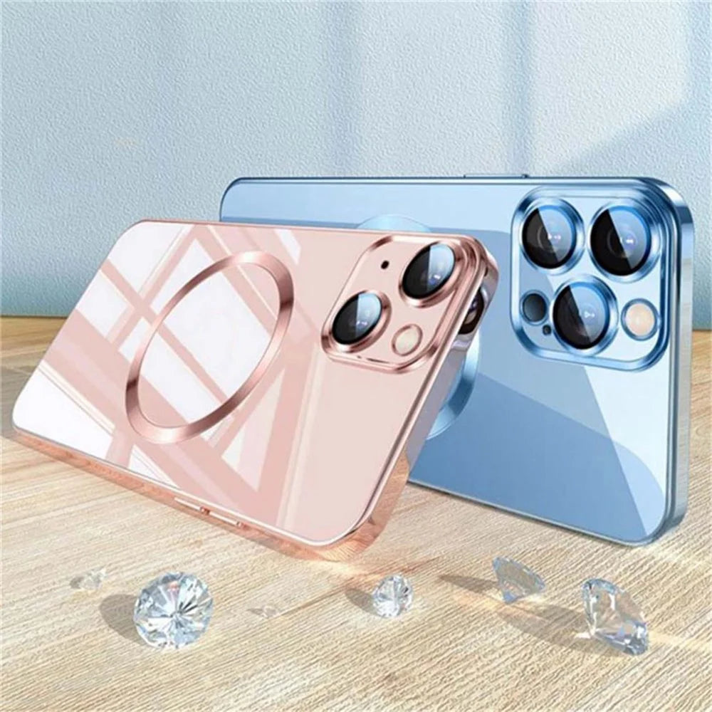 YOOBAO Mobile Phone Case for iPhone 14 Pro Max, Compatible with MagSafe Drop-proof Camera Protection Frame Clear Silicone Phone Cover - Green - 6