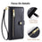 For Google Pixel 7 Pro 5G PU Leather Stand Case Zipper Pocket Phone Cover with Wrist Strap and Shoulder Strap - Black - 6