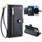 For iPhone 14 Pro PU Leather Stand Case Zipper Pocket Phone Cover with Wrist Strap and Shoulder Strap - Black - 1