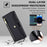 For iPhone 14 Pro PU Leather Stand Case Zipper Pocket Phone Cover with Wrist Strap and Shoulder Strap - Black - 7