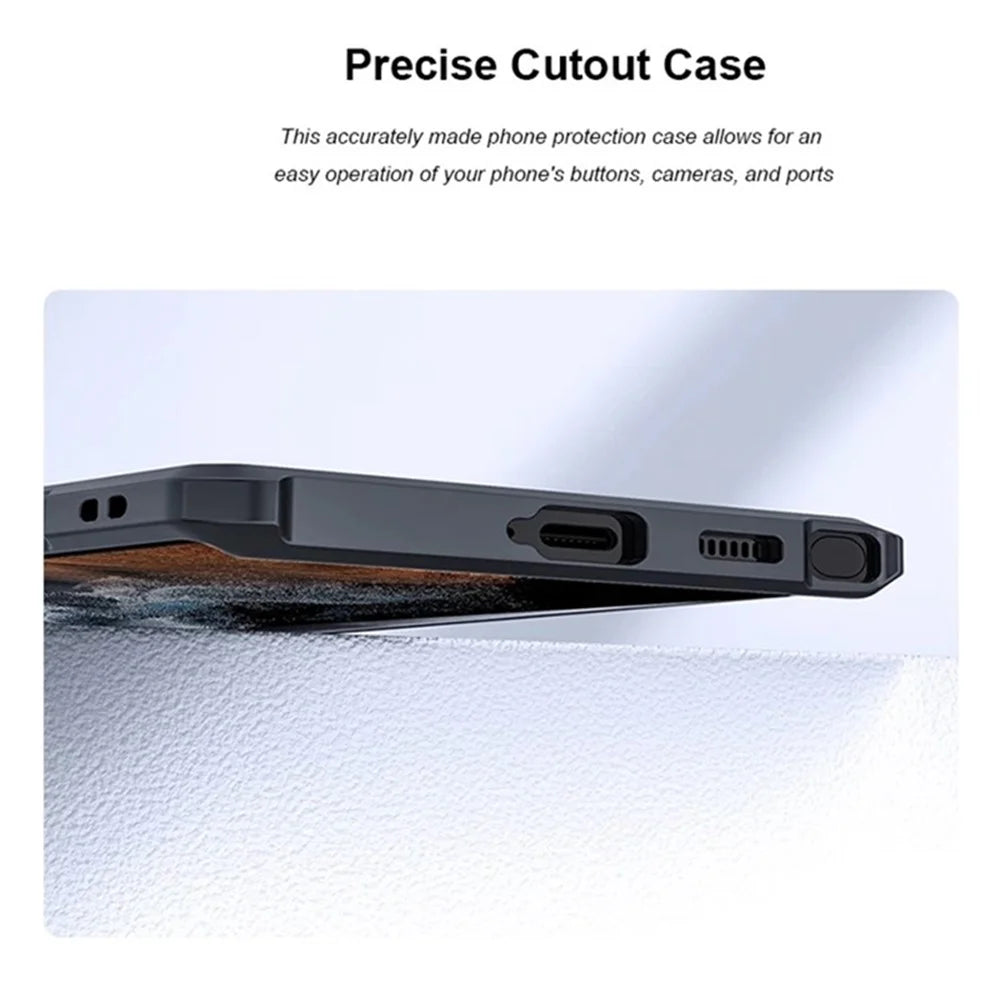 XUNDD Anti-fall Phone Back Cover for Samsung Galaxy S23 Ultra, Acrylic+TPU Mobile Phone Shell - Black - 7