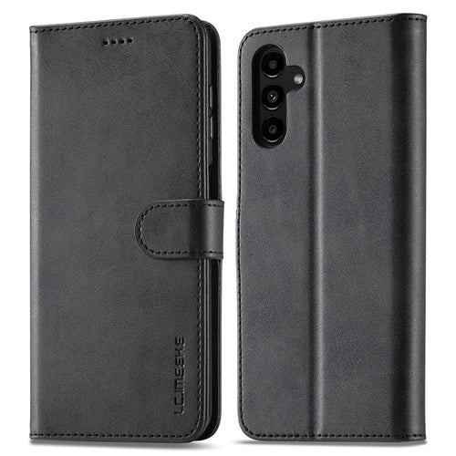 LC.IMEEKE For Samsung Galaxy A34 5G Calf Texture Case Wallet Stand Design Magnetic Clasp Leather Phone Cover - Black - 1