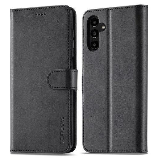 LC.IMEEKE For Samsung Galaxy A34 5G Calf Texture Case Wallet Stand Design Magnetic Clasp Leather Phone Cover - Black - 1