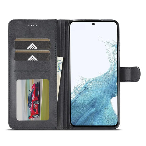LC.IMEEKE For Samsung Galaxy A34 5G Calf Texture Case Wallet Stand Design Magnetic Clasp Leather Phone Cover - Black - 2