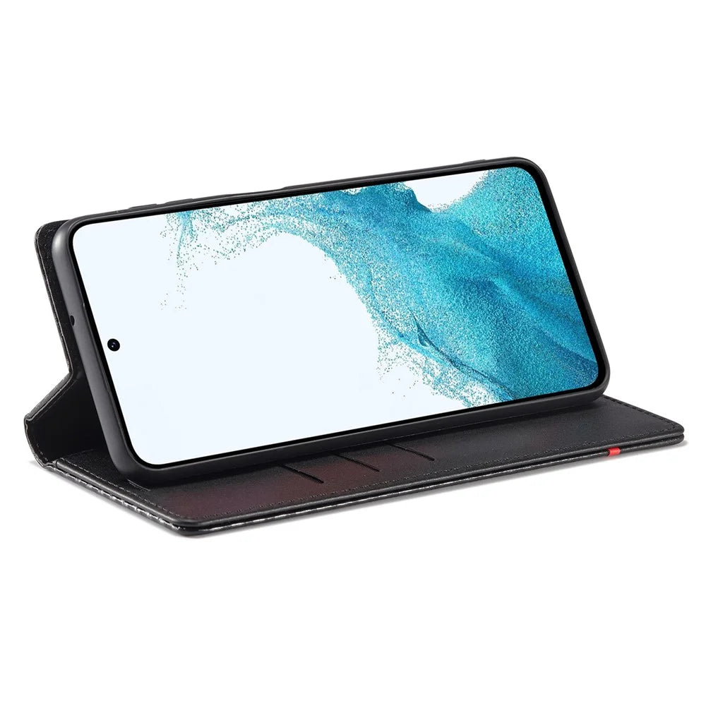 LC.IMEEKE for Samsung Galaxy A34 5G Shockproof Carbon Fiber Texture Phone Wallet Case PU Leather Stand Phone Cover - Horizontal Stripe - 3