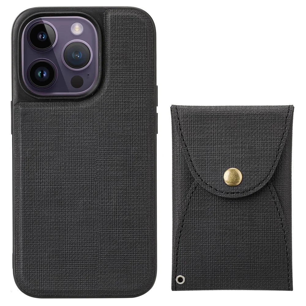 VILI T Series for iPhone 14 Pro Detachable 2-in-1 Drop-proof Phone Cover Magnetic Vertical Open Card Slot Phone Case with Strap - Black - 2