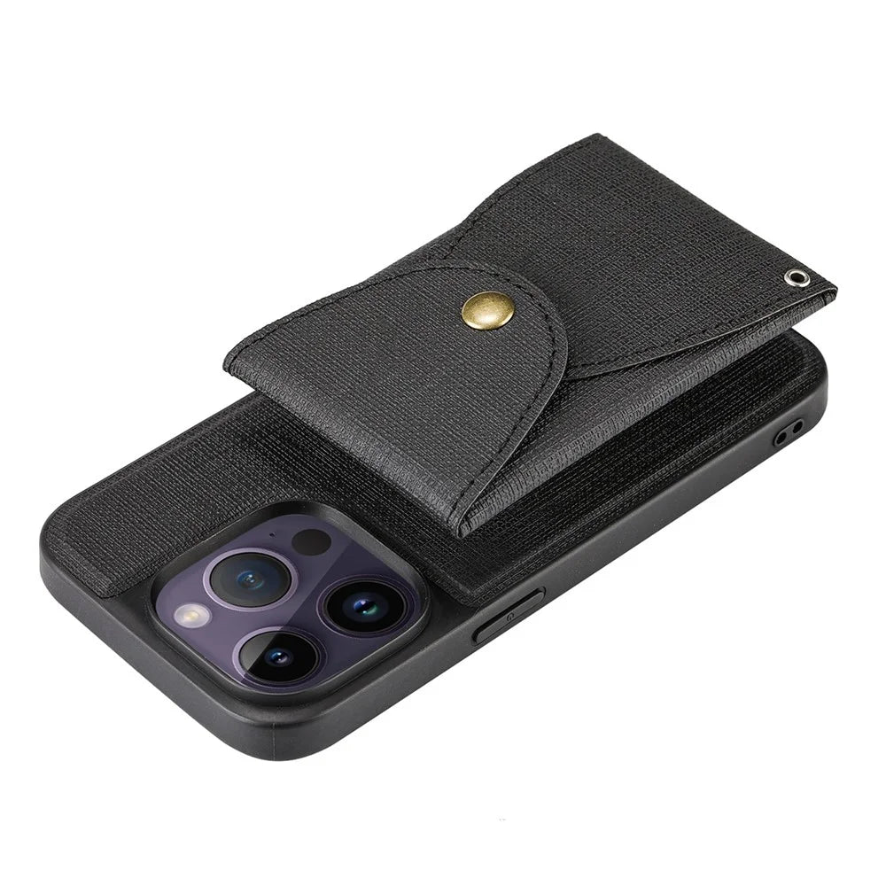 VILI T Series for iPhone 14 Pro Detachable 2-in-1 Drop-proof Phone Cover Magnetic Vertical Open Card Slot Phone Case with Strap - Black - 5