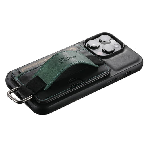 SUTENI H13 For iPhone 13 Pro 6.1 inch Drop Resistant Card Slot Band Loop Holder Kickstand PU Leather Coated TPU Protective Phone Cover - Black - 2