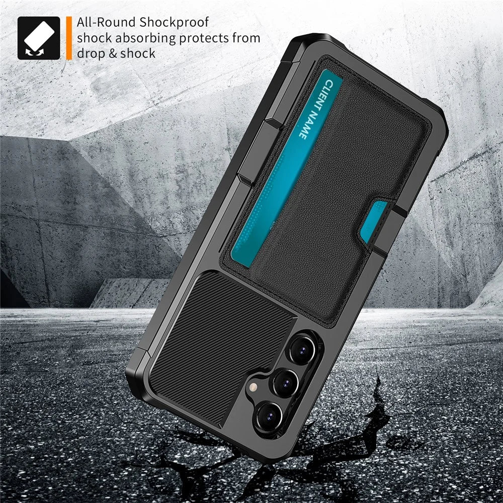 For Samsung Galaxy A54 5G ZM02 PU Leather Coated TPU Shockproof Phone Case Corner Protection Card Slot Holder Cover - 4