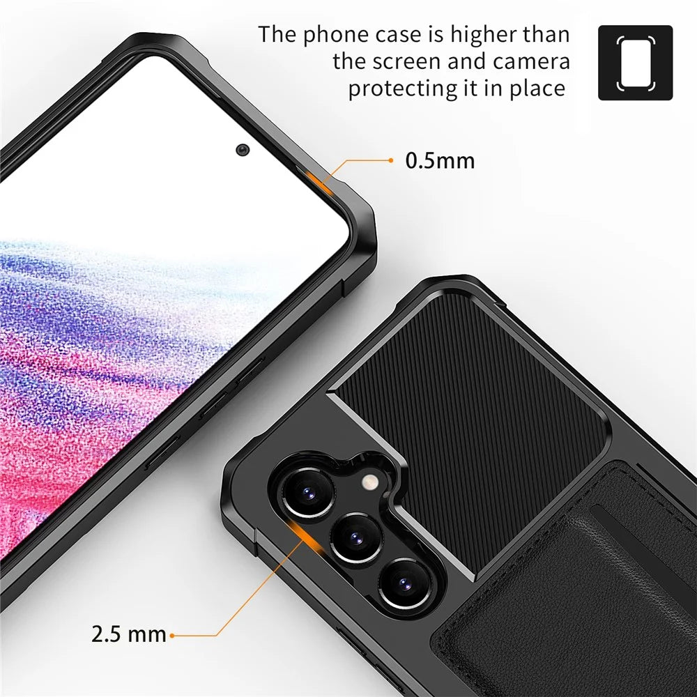 For Samsung Galaxy A54 5G ZM02 PU Leather Coated TPU Shockproof Phone Case Corner Protection Card Slot Holder Cover - 7