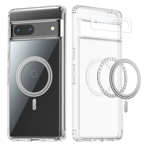 For Google Pixel 7 5G Hard PC + Soft TPU Anti-drop Crystal Clear Phone Case with Tempered Glass Camera Lens Cover - 1
