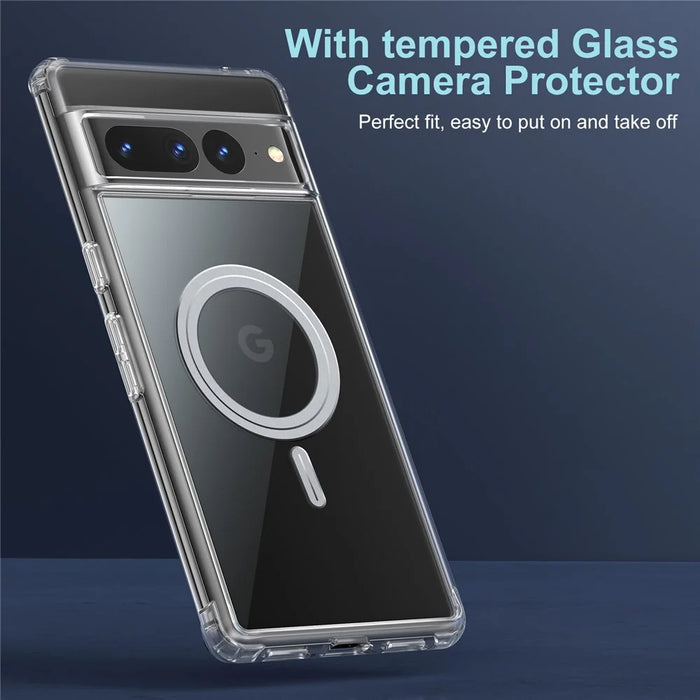 For Google Pixel 7 5G Hard PC + Soft TPU Anti-drop Crystal Clear Phone Case with Tempered Glass Camera Lens Cover - 2