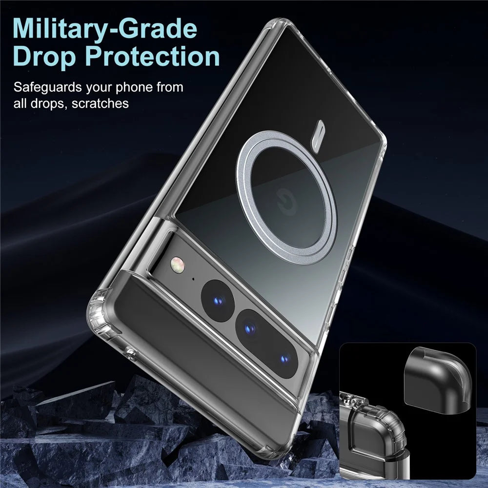 For Google Pixel 7 5G Hard PC + Soft TPU Anti-drop Crystal Clear Phone Case with Tempered Glass Camera Lens Cover - 4