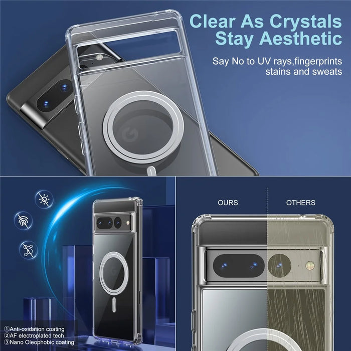 For Google Pixel 7 5G Hard PC + Soft TPU Anti-drop Crystal Clear Phone Case with Tempered Glass Camera Lens Cover - 5