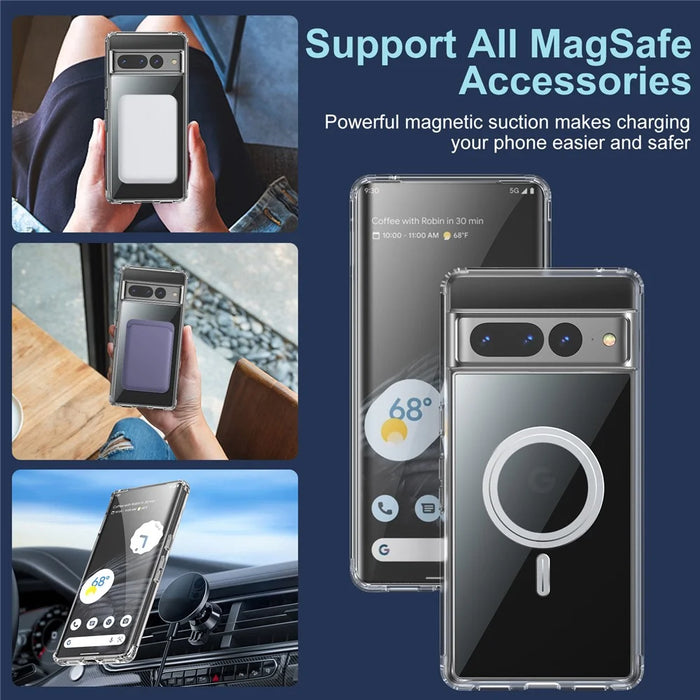 For Google Pixel 7 5G Hard PC + Soft TPU Anti-drop Crystal Clear Phone Case with Tempered Glass Camera Lens Cover - 6