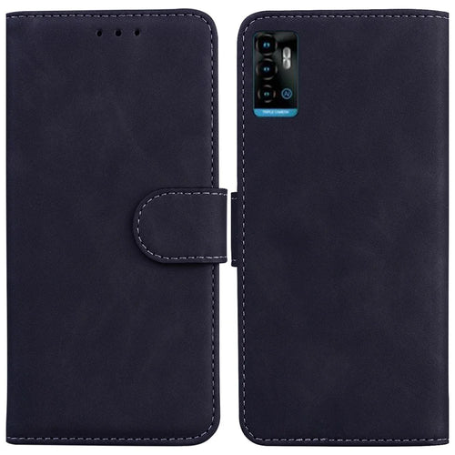 For ZTE Blade A72 / Blade V40 Vita Solid Color PU Leather Flip Folio Cover Stand Wallet Magnetic Clasp Shockproof Phone Case - Black - 1