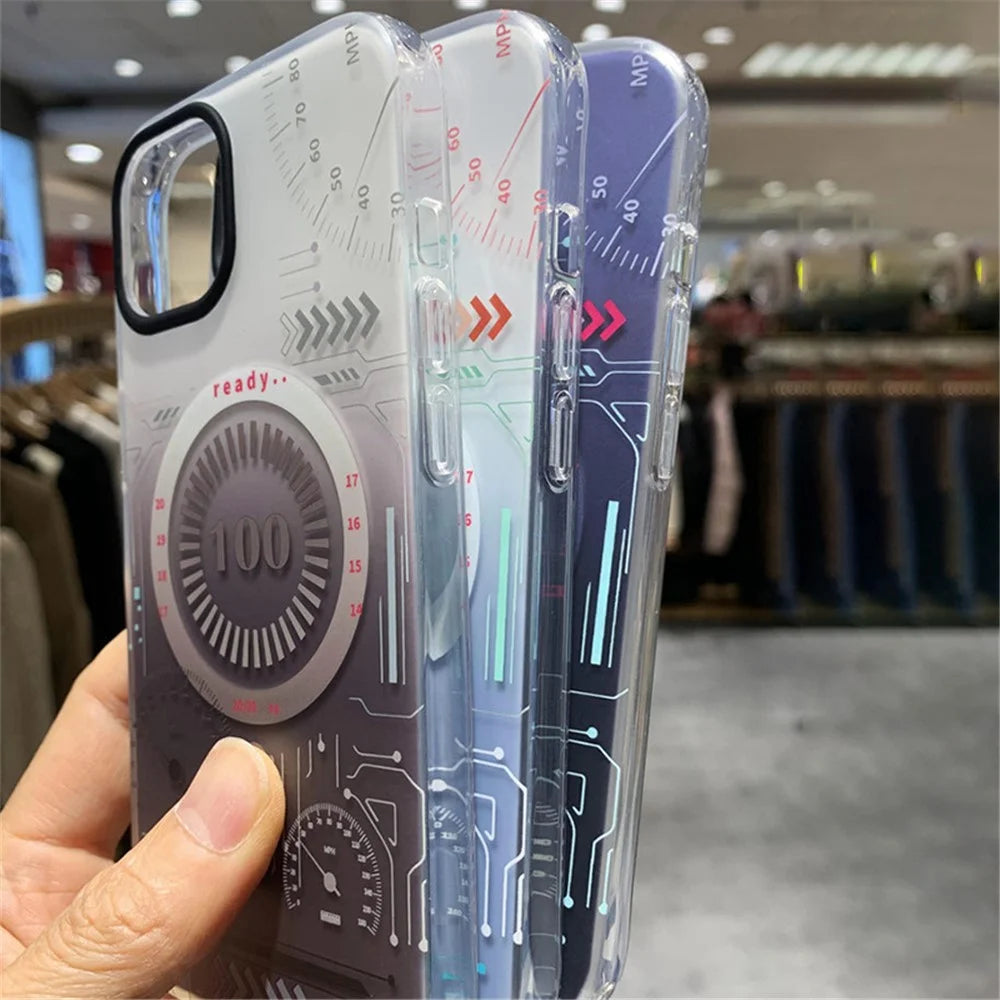 Circuit Board Style Magnetic Case for iPhone 14 Pro Max Compatible with MagSafe, Soft TPU Scratch Resistant IMD Cover - Grey - 7