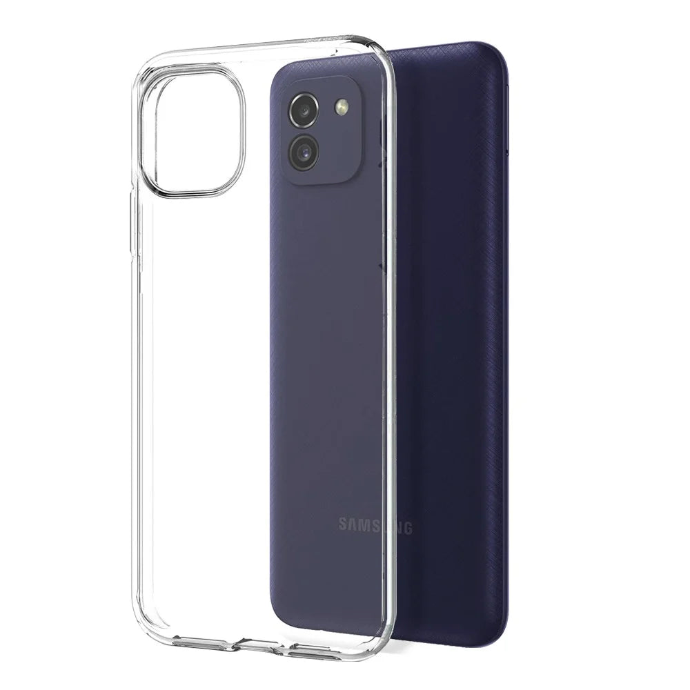 NORTHJO For Samsung Galaxy A03 (166.5mm) Phone Case 2-in-1 Soft TPU Shockproof Protective Cover + Clear Tempered Glass Screen Protector - Transparent - 2