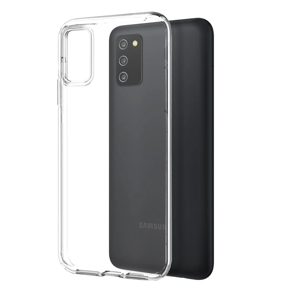 NORTHJO For Samsung Galaxy A03s (166.5mm) 2-in-1 Design Phone Case Shockproof Soft Clear TPU Cover+ Tempered Glass Screen Protector - Transparent - 2