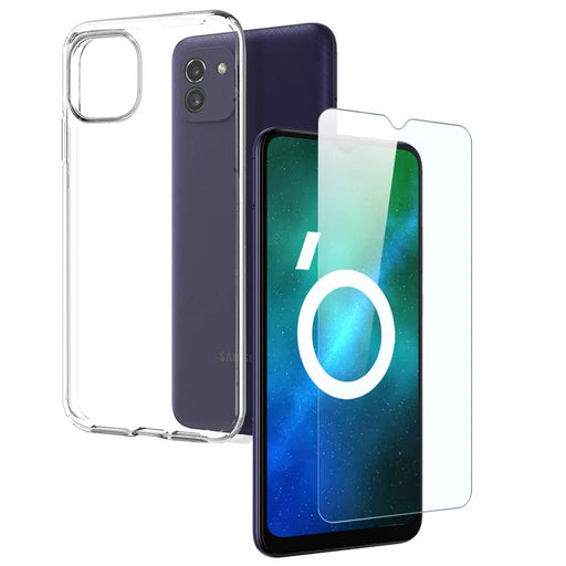 NORTHJO For Samsung Galaxy A03 (164.2mm) 2-in-1 Drop-proof Soft TPU Phone Cover + Anti-scratch HD Tempered Glass Screen Protector - Transparent - 1