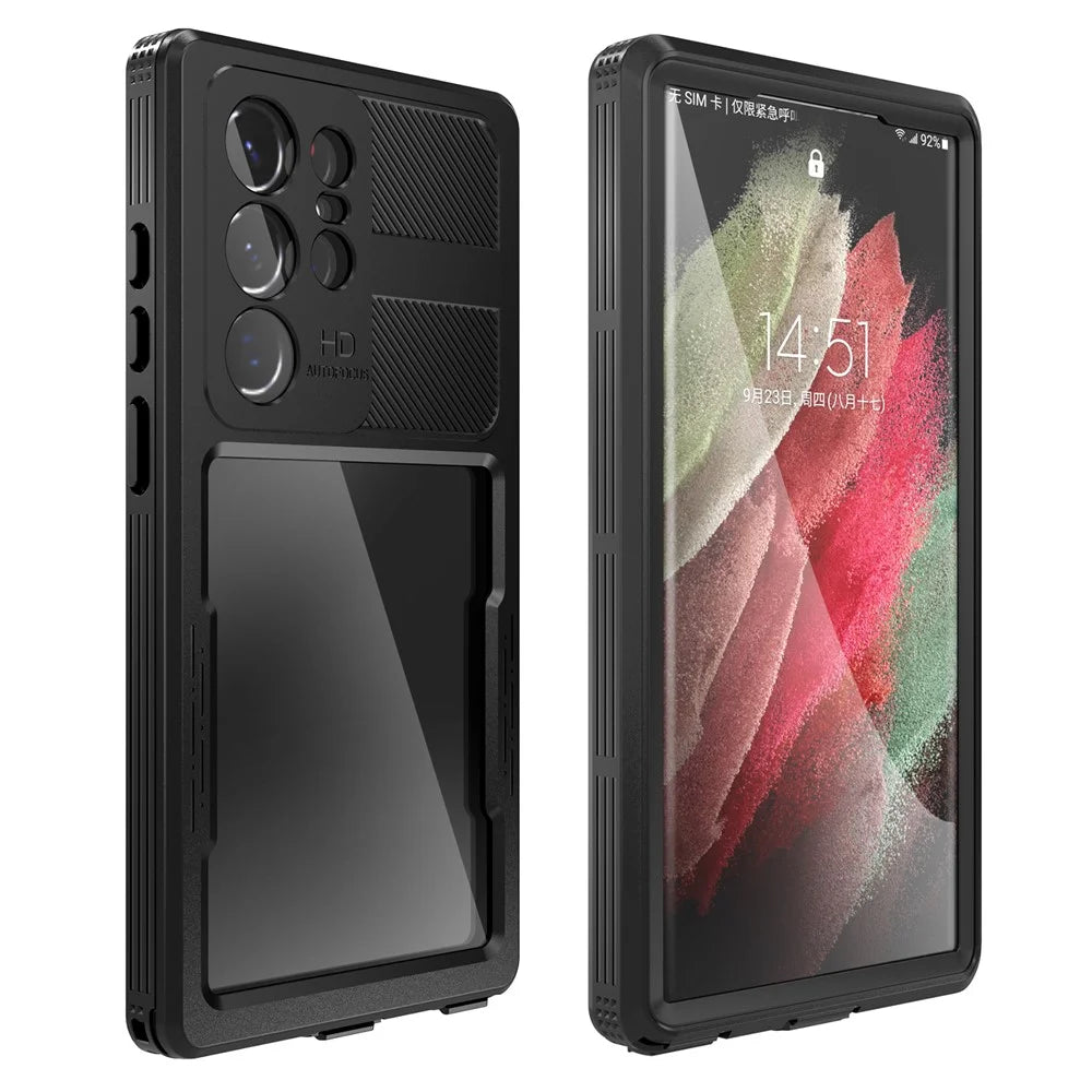 REDPEPPER DOT For Samsung Galaxy S23 Ultra IP68 Waterproof Phone Case Anti-scratch Transparent Cell Phone Back Cover [Support Fingerprint Unlock] - Black - 2