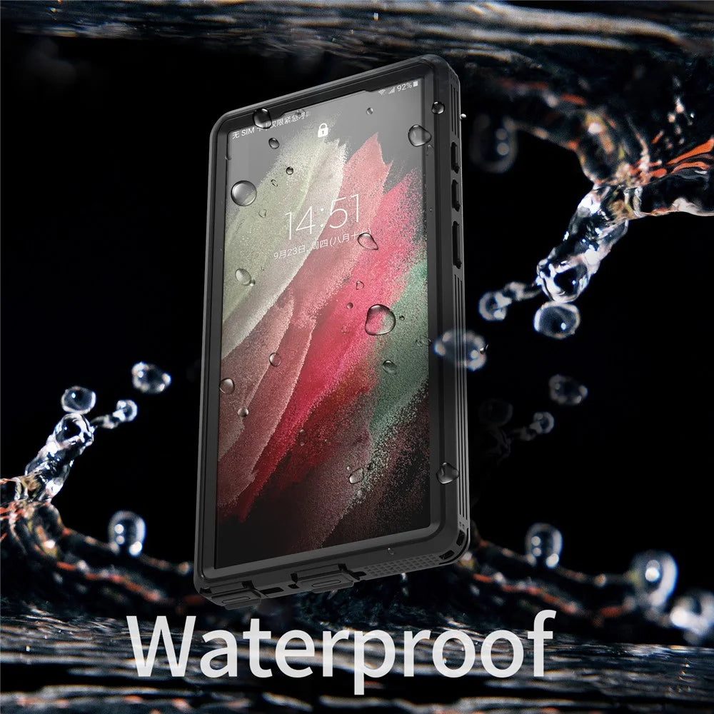 REDPEPPER DOT For Samsung Galaxy S23 Ultra IP68 Waterproof Phone Case Anti-scratch Transparent Cell Phone Back Cover [Support Fingerprint Unlock] - Black - 6