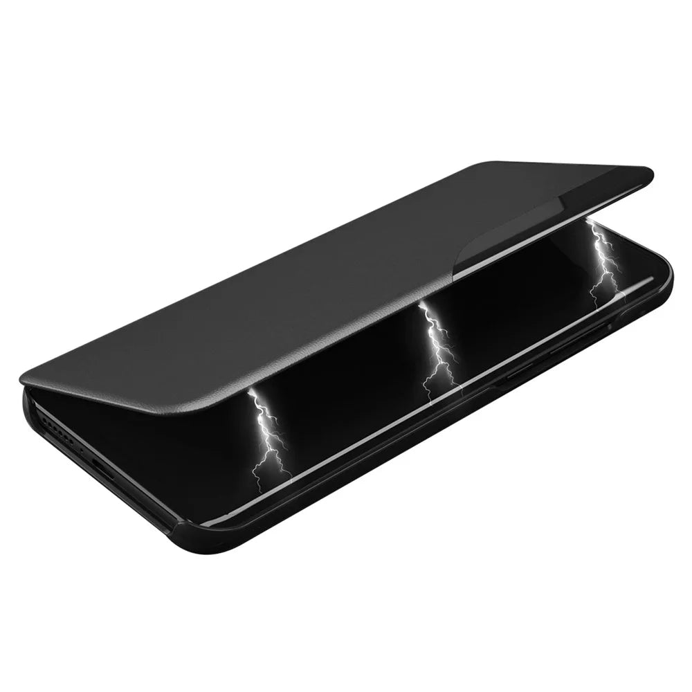 For Samsung Galaxy A54 5G Phone Case Clear View Window Anti-scratch Flip Leather Phone Cover with Stand - Black - 4