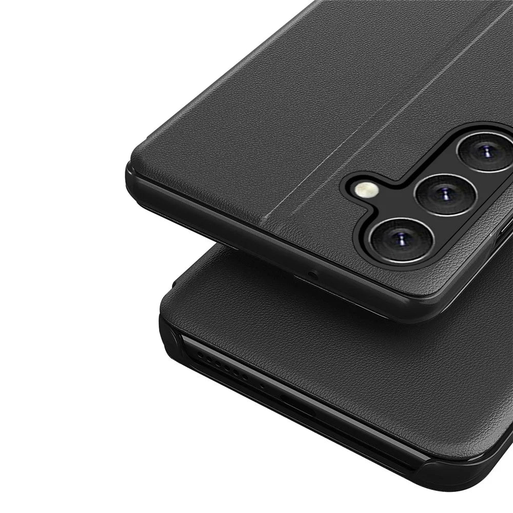 For Samsung Galaxy A54 5G Phone Case Clear View Window Anti-scratch Flip Leather Phone Cover with Stand - Black - 5