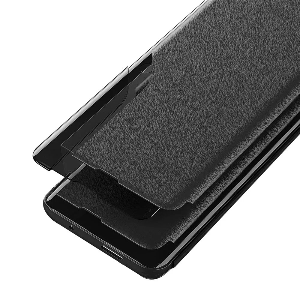 For Samsung Galaxy A54 5G Phone Case Clear View Window Anti-scratch Flip Leather Phone Cover with Stand - Black - 6