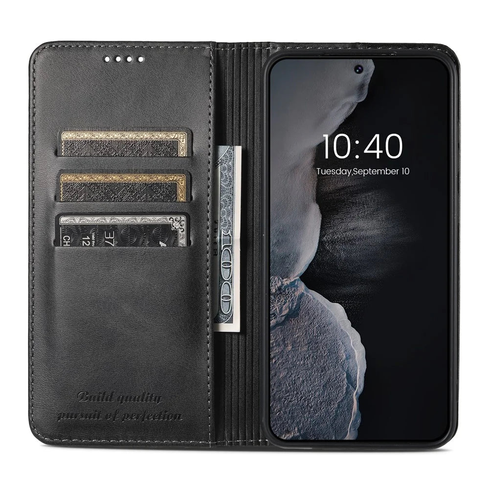 SUTENI For Samsung Galaxy S23 Wallet Design Full Coverage Automatic Closing Flip PU Leather+TPU Cover Case with Stand - Black - 2