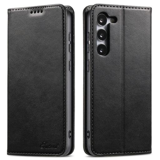 SUTENI For Samsung Galaxy S23+ Wallet Design Fully Wrapped Automatic Closing Flip PU Leather+TPU Cover Case with Stand - Black - 1