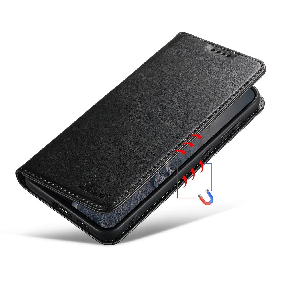 SUTENI For Samsung Galaxy S23+ Wallet Design Fully Wrapped Automatic Closing Flip PU Leather+TPU Cover Case with Stand - Black - 4