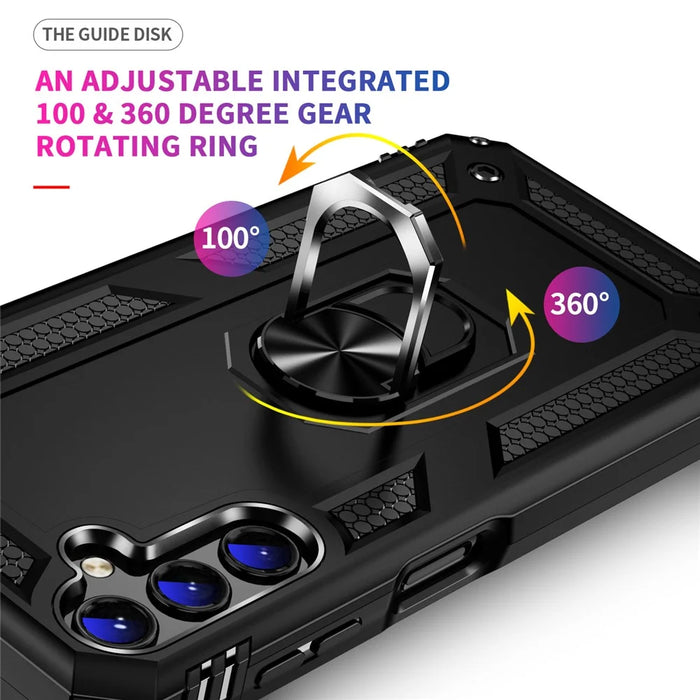 For Samsung Galaxy A14 5G / 4G Military Grade Shockproof Phone Case Ring Kickstand Design PC + TPU Drop-proof Cover - Black - 2