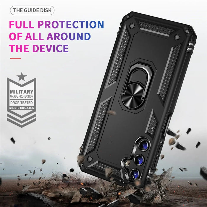 For Samsung Galaxy A14 5G / 4G Military Grade Shockproof Phone Case Ring Kickstand Design PC + TPU Drop-proof Cover - Black - 3