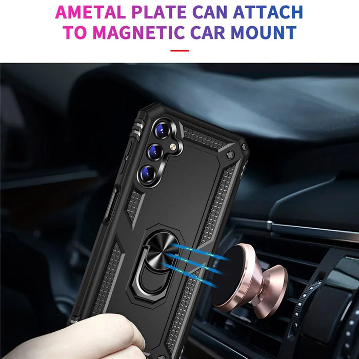 For Samsung Galaxy A14 5G / 4G Military Grade Shockproof Phone Case Ring Kickstand Design PC + TPU Drop-proof Cover - Black - 4