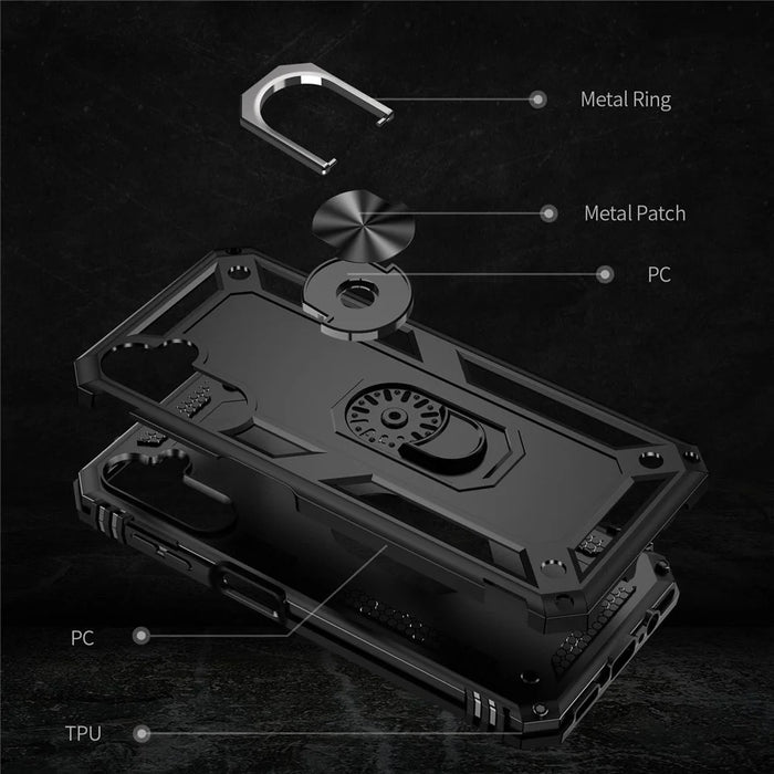 For Samsung Galaxy A14 5G / 4G Military Grade Shockproof Phone Case Ring Kickstand Design PC + TPU Drop-proof Cover - Black - 6