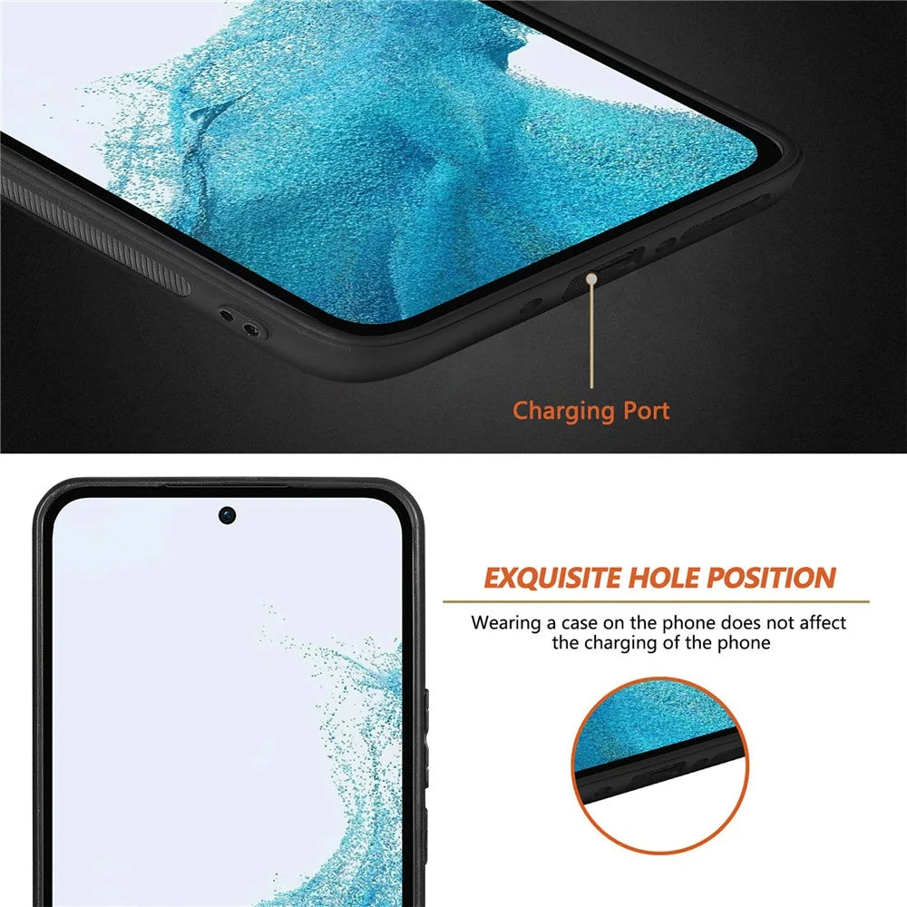 For Samsung Galaxy A54 5G Carbon Fiber Texture PU Leather Coated TPU Protective Case Anti-scratch Cell Phone Cover - Black - 5