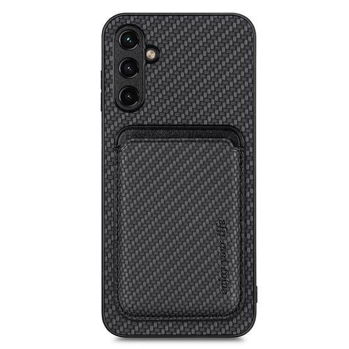 For Samsung Galaxy A54 5G Detachable 2-in-1 Magnetic Card Holder Phone Case Carbon Fiber Texture Protective Cover - Black - 1