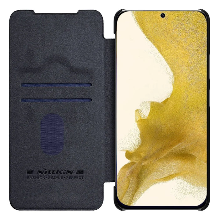 NILLKIN Qin Pro Series for Samsung Galaxy S23+ PU Leather Phone Case Card Holder Folio Flip Cover with Slide Lens Protector - Black - 2