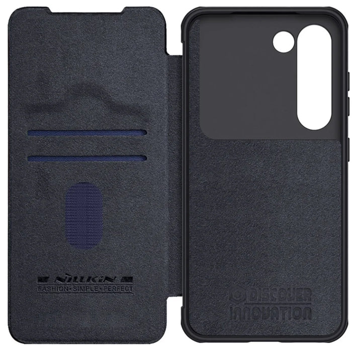 NILLKIN Qin Pro Series for Samsung Galaxy S23+ PU Leather Phone Case Card Holder Folio Flip Cover with Slide Lens Protector - Black - 3