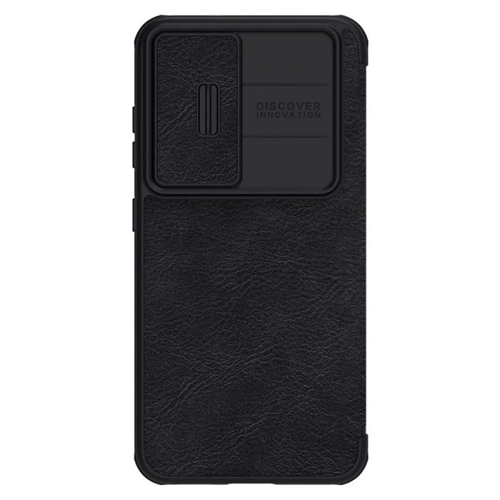 NILLKIN Qin Pro Series for Samsung Galaxy S23+ PU Leather Phone Case Card Holder Folio Flip Cover with Slide Lens Protector - Black - 5