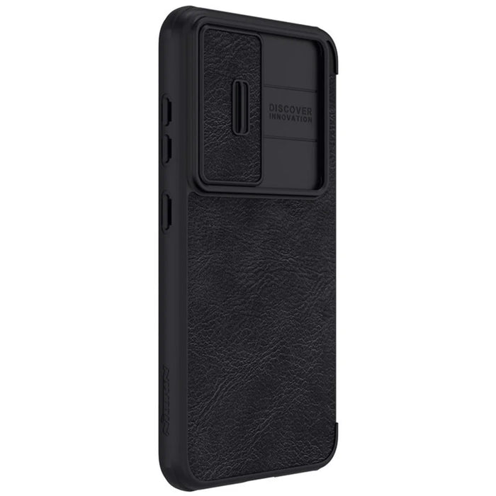 NILLKIN Qin Pro Series for Samsung Galaxy S23+ PU Leather Phone Case Card Holder Folio Flip Cover with Slide Lens Protector - Black - 7