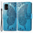 For Samsung Galaxy A51 4G SM-A515 Imprinted Butterfly Pattern Anti-scratch Phone Case PU Leather Stand Wallet Cover with Strap - Blue - 1
