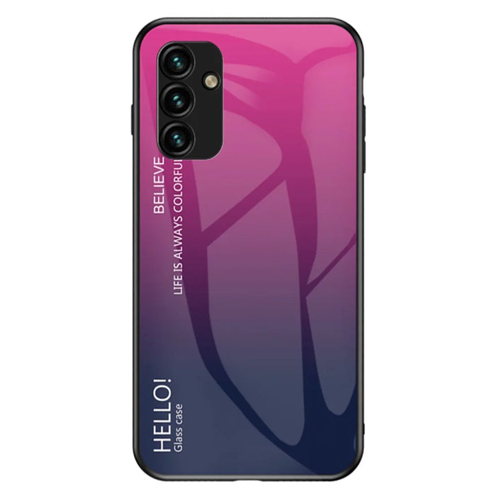 For Samsung Galaxy A34 5G Gradient Color Drop-proof Phone Case Tempered Glass + PC + TPU Protective Case - Gradient Rose - 1