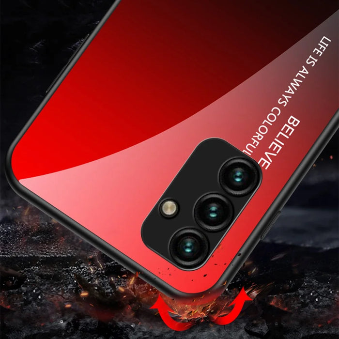 For Samsung Galaxy A34 5G Gradient Color Drop-proof Phone Case Tempered Glass + PC + TPU Protective Case - Gradient Rose - 4