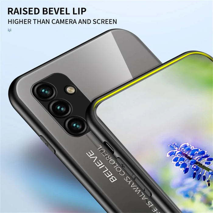 For Samsung Galaxy A34 5G Gradient Color Drop-proof Phone Case Tempered Glass + PC + TPU Protective Case - Gradient Rose - 6