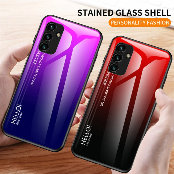 For Samsung Galaxy A34 5G Gradient Color Drop-proof Phone Case Tempered Glass + PC + TPU Protective Case - Gradient Rose - 7