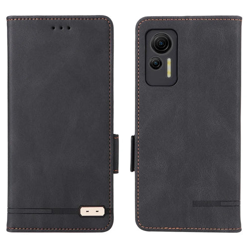 Anti-drop Phone Cover for Ulefone Note 14, Hardware Decor Dual Magnetic Clasp Wallet Foldable Stand PU Leather Protective Phone Case - Black - 1