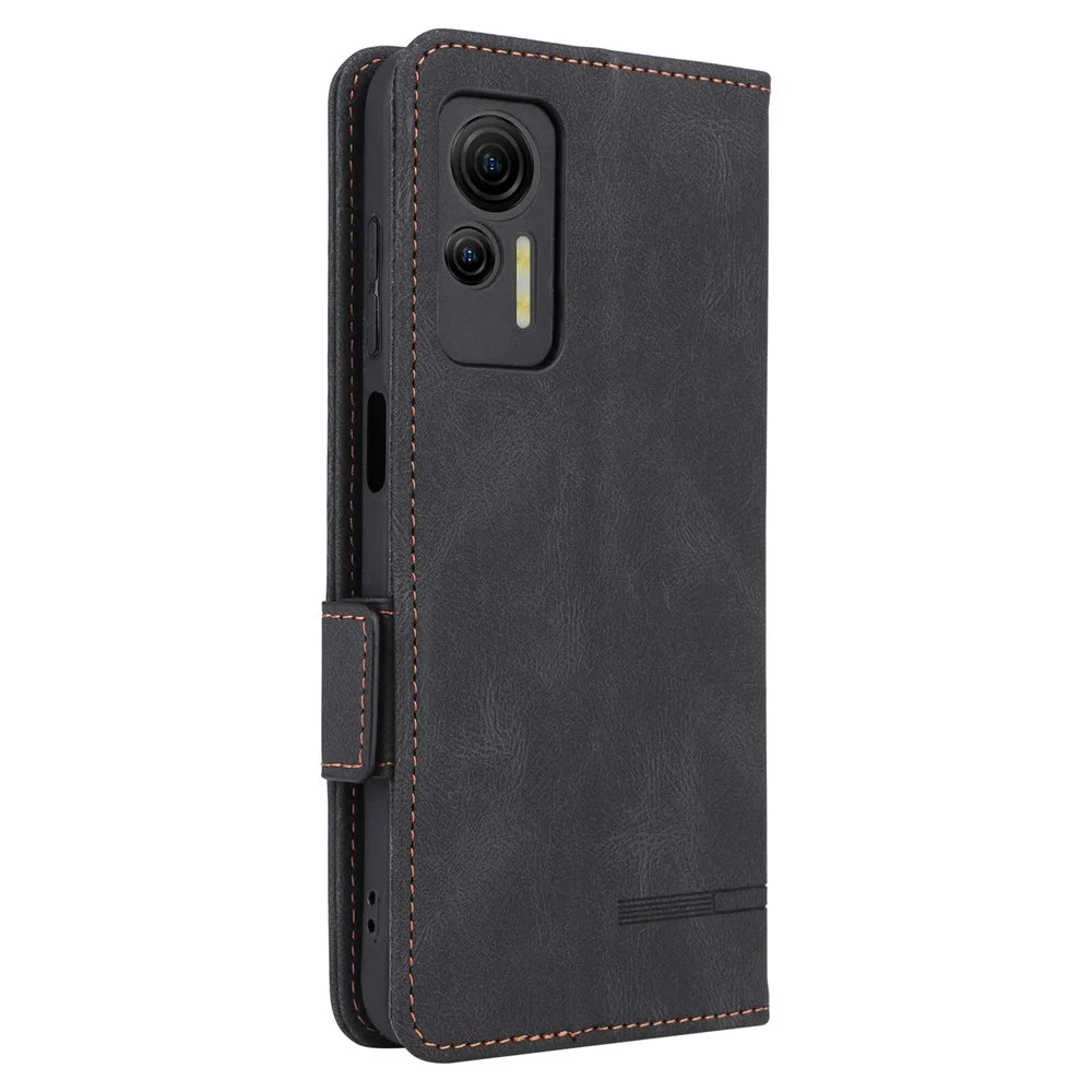 Anti-drop Phone Cover for Ulefone Note 14, Hardware Decor Dual Magnetic Clasp Wallet Foldable Stand PU Leather Protective Phone Case - Black - 7